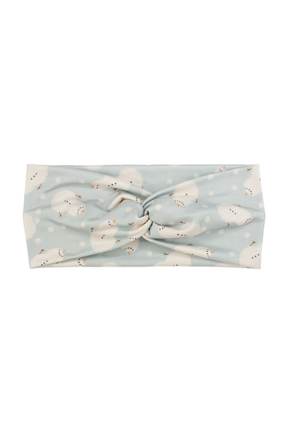 Blue Snowman Twist Turban Headband