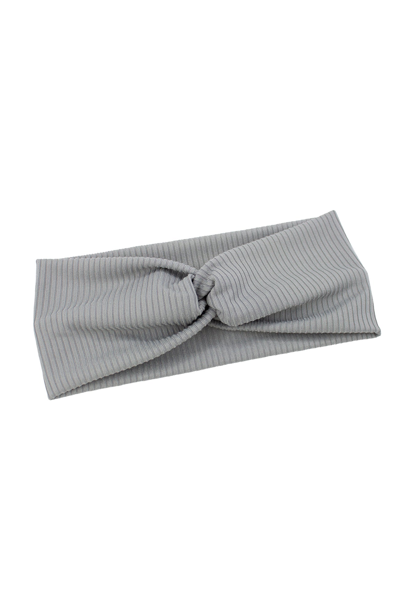 Gray Ribbed Twist Turban Headband