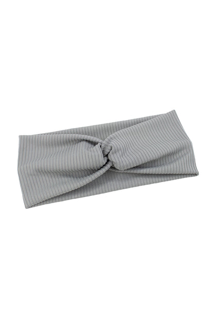Gray Ribbed Twist Turban Headband