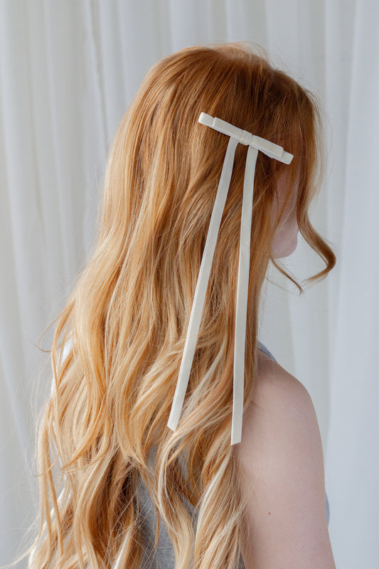 Cream Velvet Hair Bow