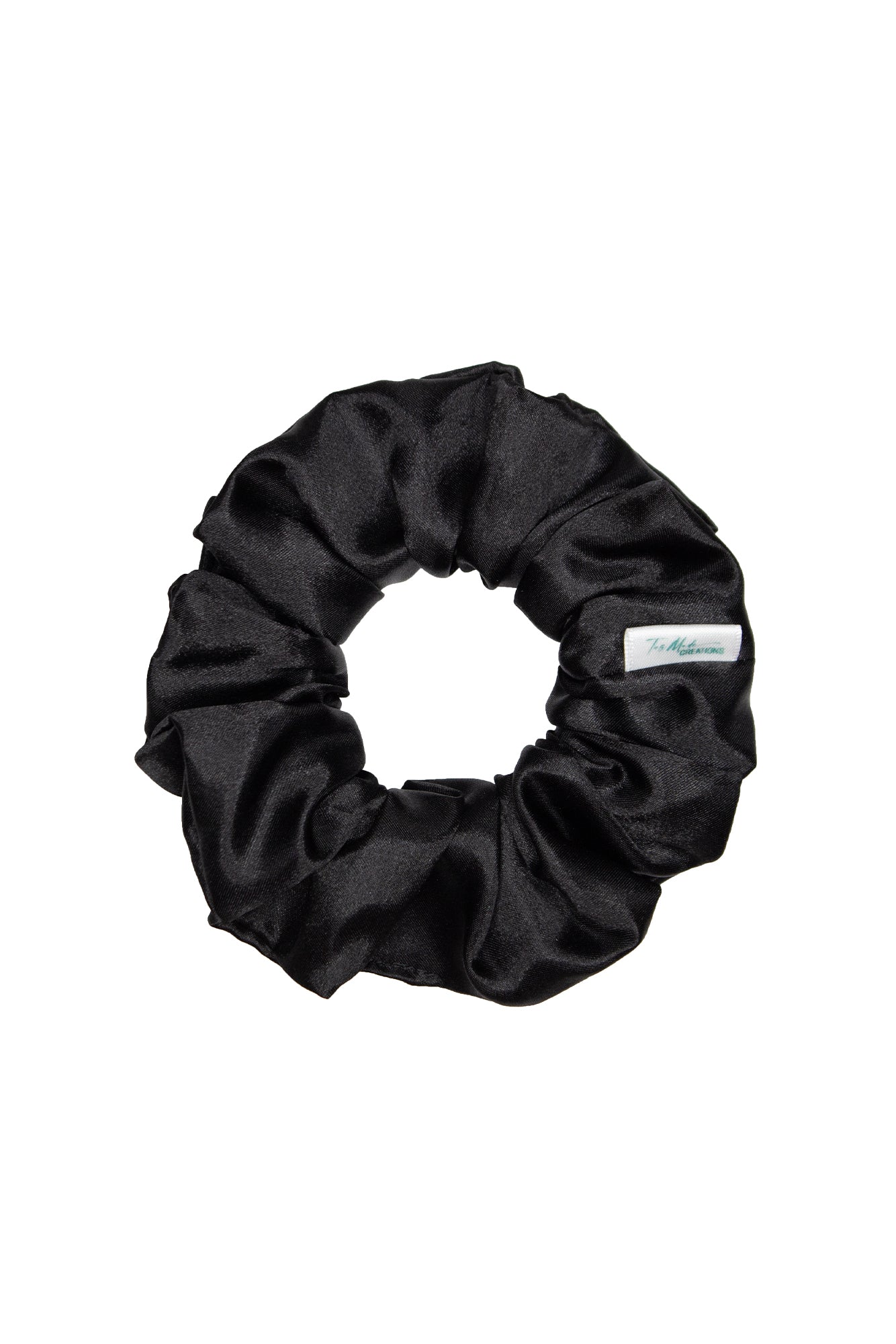Black Classic Size Silk Satin Scrunchie