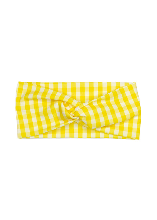 Yellow Gingham Twist Turban Headband